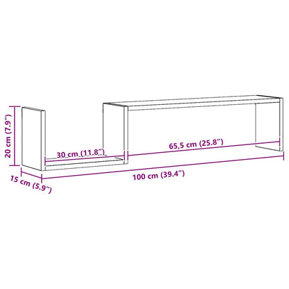 vidaXL Wandregale 2 Stk. Räuchereiche 100x15x20 cm Holzwerkstoff