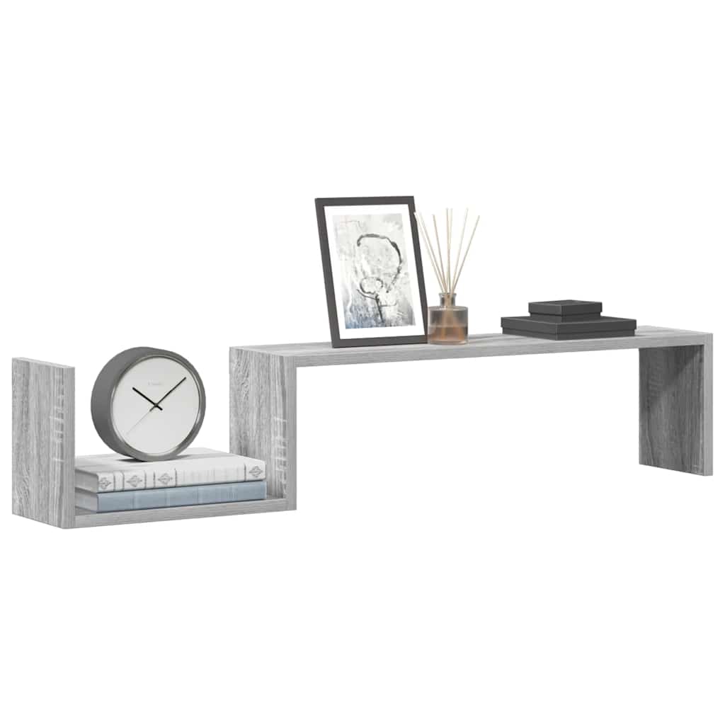 vidaXL Wandregale 2 Stk. Grau Sonoma 100x15x20 cm Holzwerkstoff