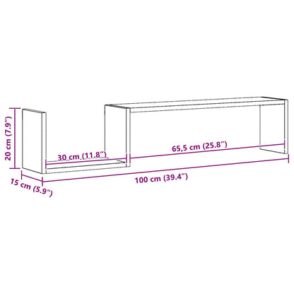 vidaXL Wandregale 2 Stk. Grau Sonoma 100x15x20 cm Holzwerkstoff