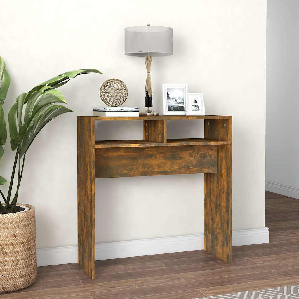 vidaXL Console chêne fumé 78x30x80 cm Bois d'ingénierie