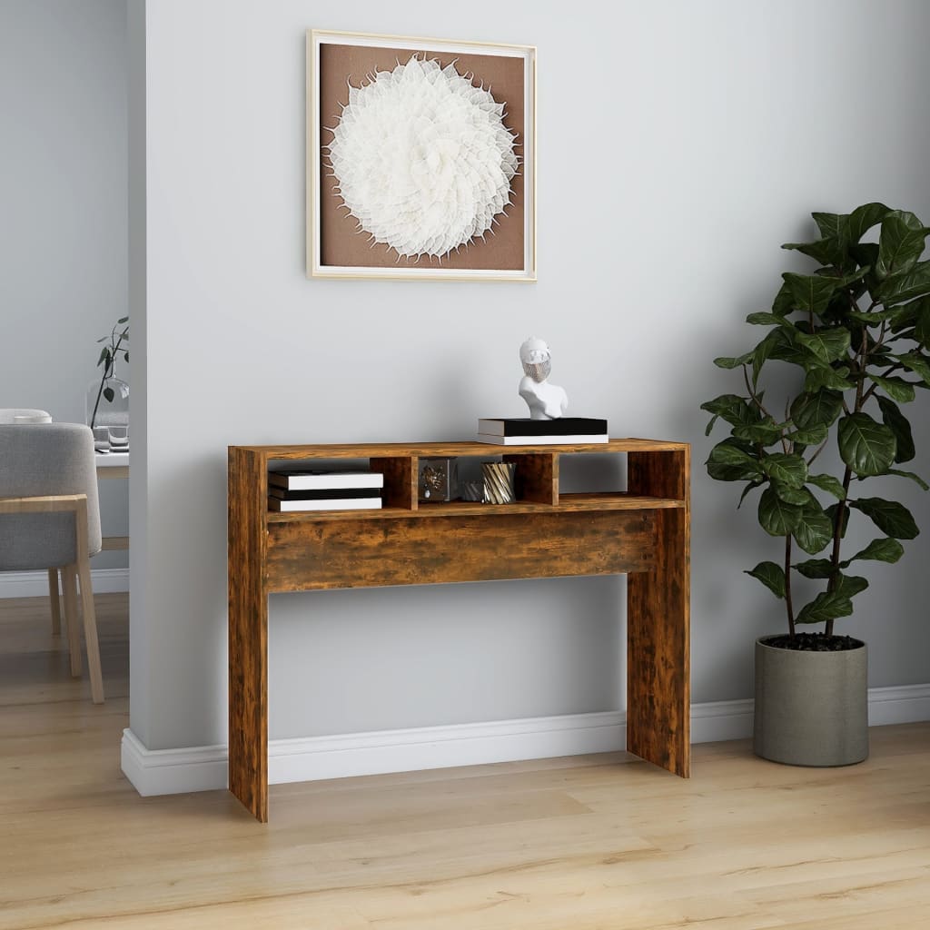 vidaXL Console de table chêne fumé 105x30x80 cm bois d'ingénierie