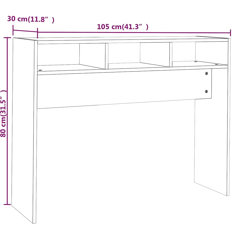 vidaXL Console de table chêne fumé 105x30x80 cm bois d'ingénierie