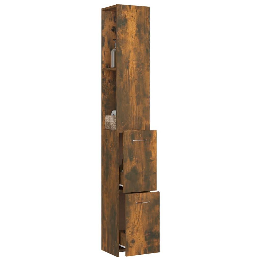 vidaXL Badschrank Räuchereiche 25x26,5x170 cm Holzwerkstoff