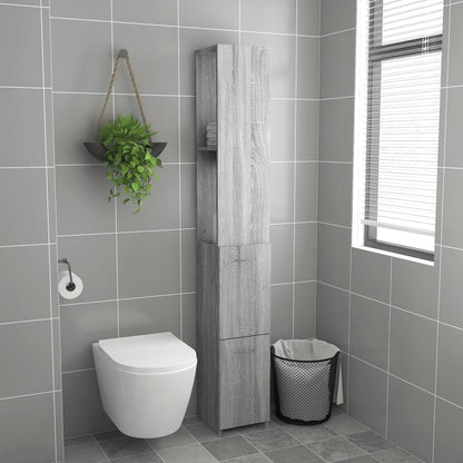 vidaXL Badschrank Grau Sonoma 25x26,5x170 cm Holzwerkstoff