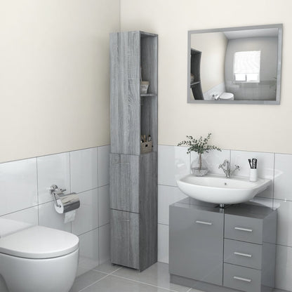 vidaXL Badschrank Grau Sonoma 25x26,5x170 cm Holzwerkstoff
