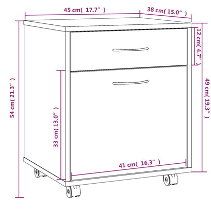 vidaXL Rollschrank Grau Sonoma 45x38x54 cm Holzwerkstoff