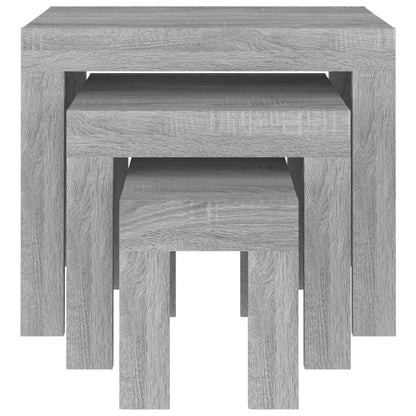 vidaXL Satztische 3 Stk. Grau Sonoma Holzwerkstoff