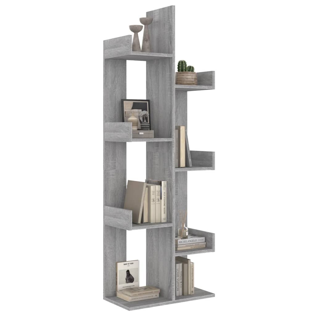 vidaXL Bücherschrank 48x25,5x140 cm Grau Sonoma Holzwerkstoff