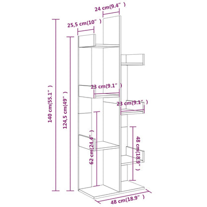 vidaXL Bücherschrank 48x25,5x140 cm Grau Sonoma Holzwerkstoff