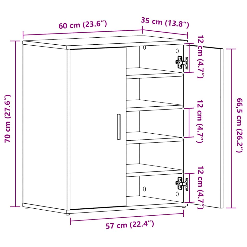 Schuhschrank Räuchereiche 60x35x70 cm Holzwerkstoff