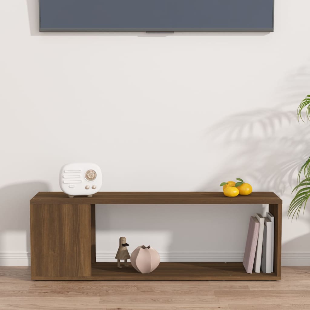 vidaXL Meuble TV marron aspect chêne 100x24x32 cm aggloméré