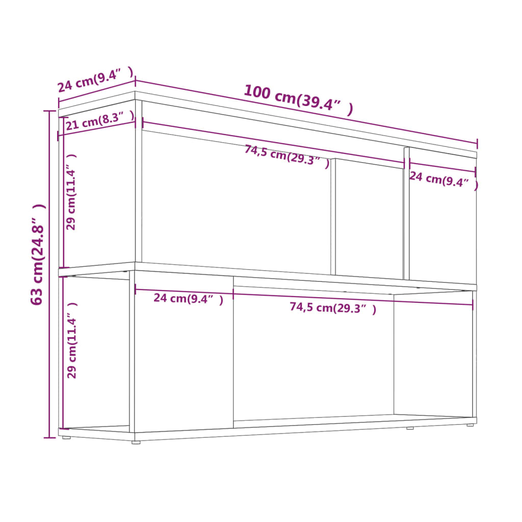 vidaXL Bibliothèque chêne fumé 100x24x63 cm Bois d'ingénierie