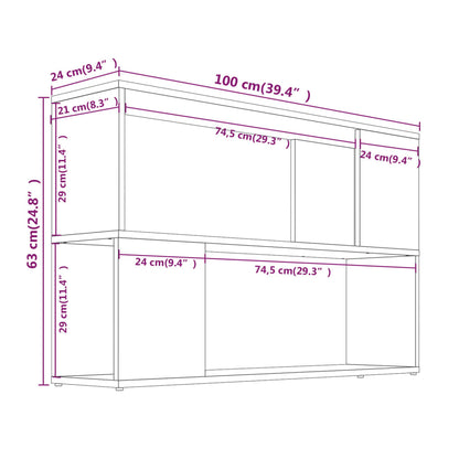 vidaXL Bibliothèque chêne fumé 100x24x63 cm Bois d'ingénierie