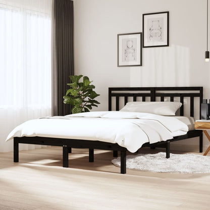 vidaXL Massivholzbett Schwarz 150x200 cm