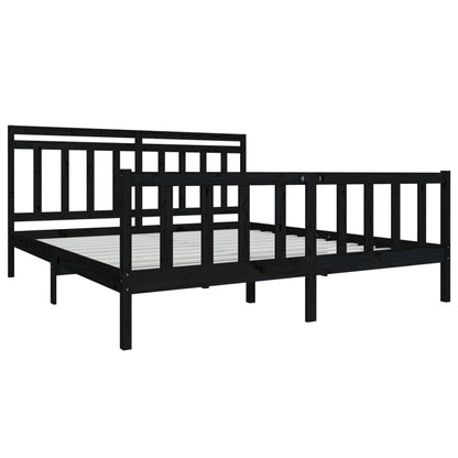 vidaXL Lit en bois massif noir 180x200 cm