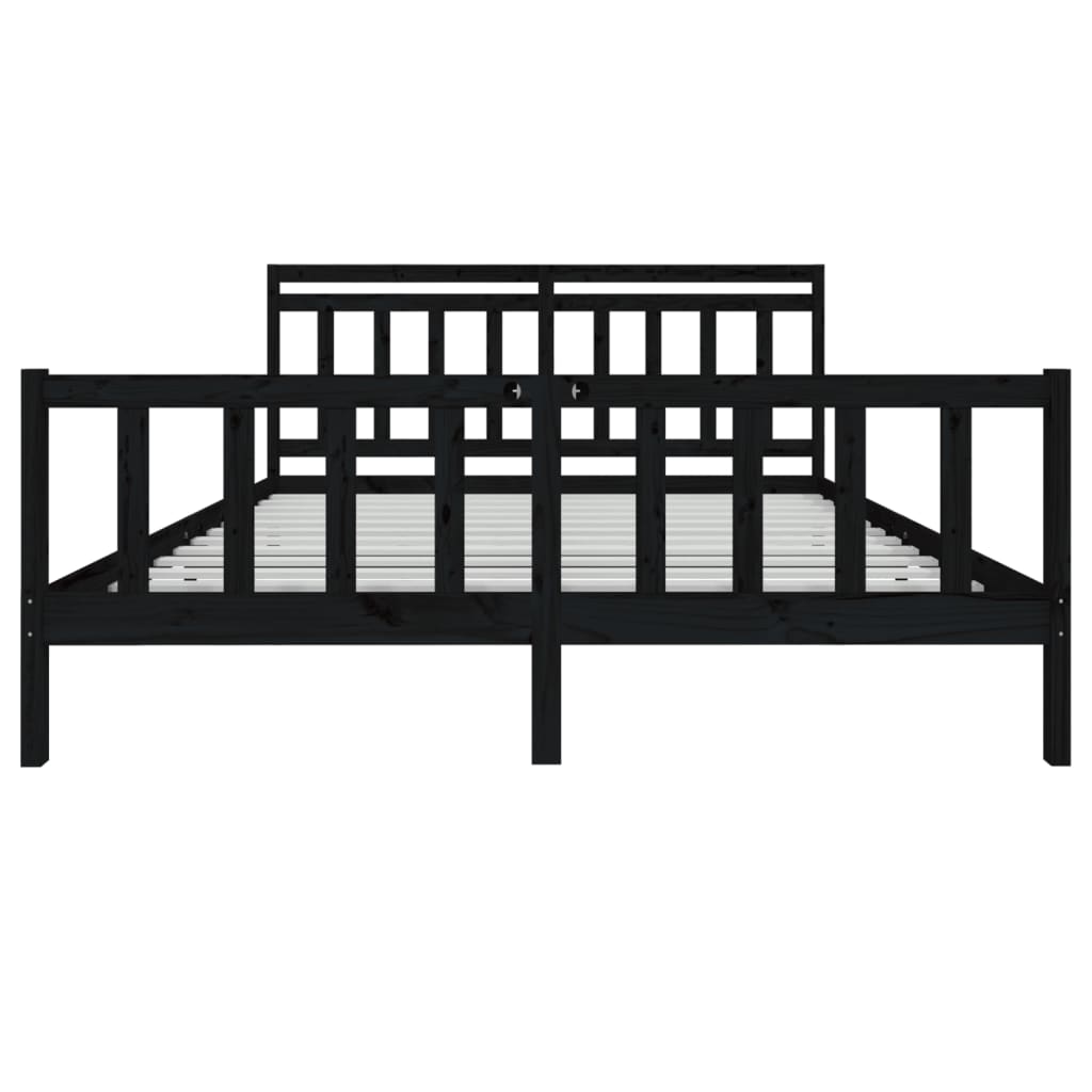 vidaXL Lit en bois massif noir 180x200 cm