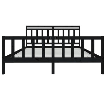 vidaXL Lit en bois massif noir 180x200 cm