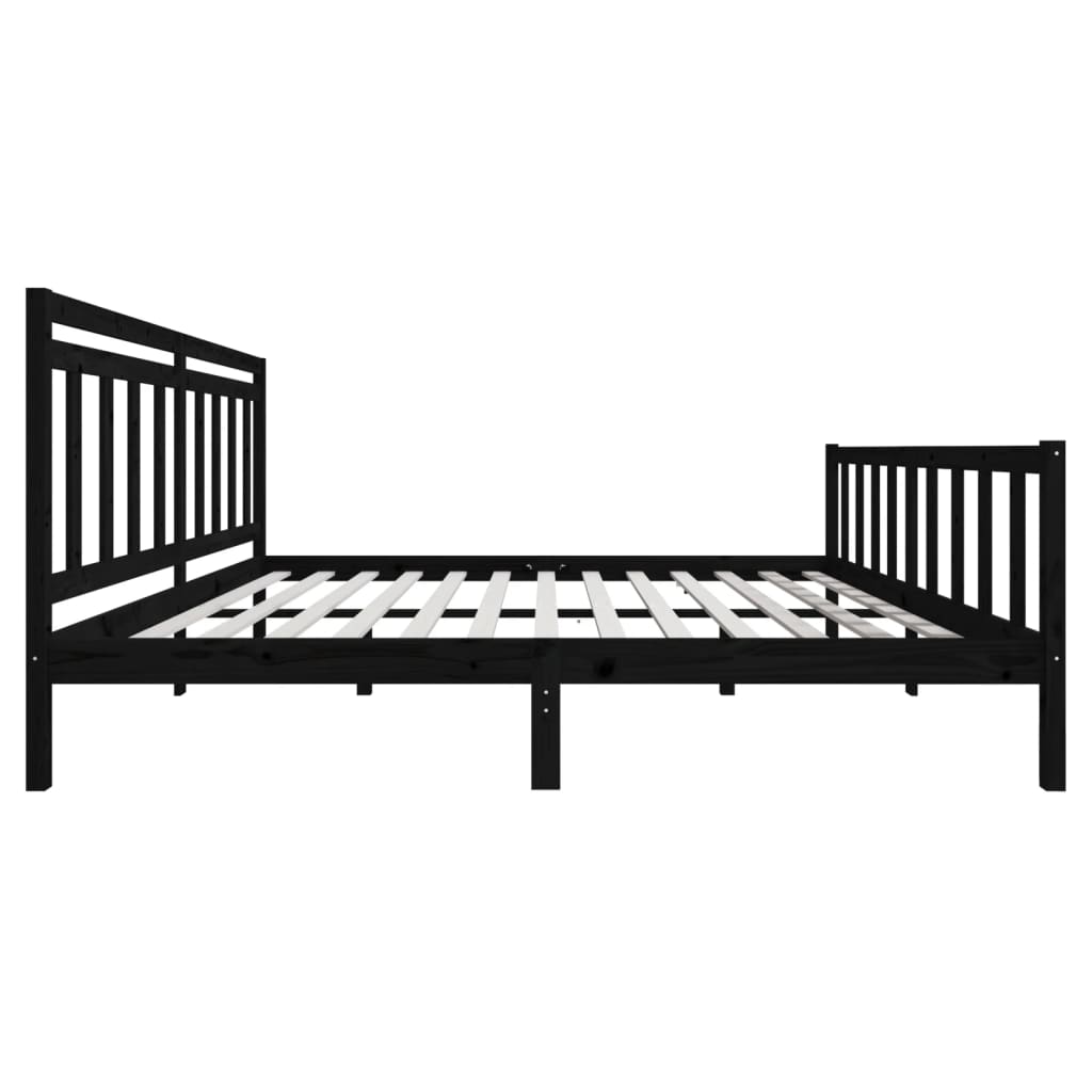 vidaXL Lit en bois massif noir 180x200 cm