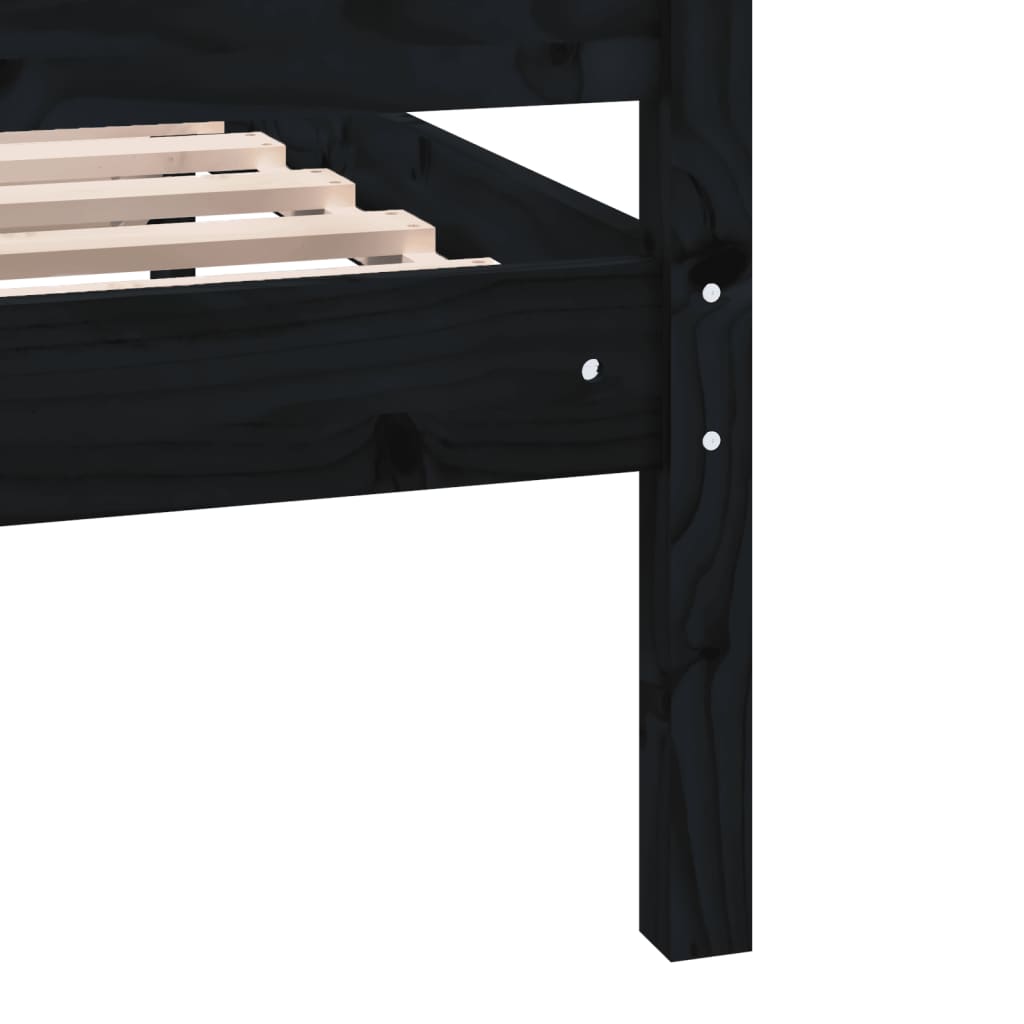 vidaXL Lit en bois massif noir 180x200 cm
