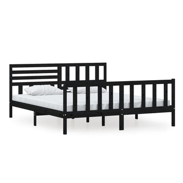 vidaXL Massivholzbett Schwarz 180x200 cm