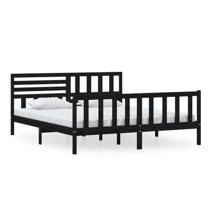 vidaXL Massivholzbett Schwarz 180x200 cm