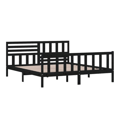 vidaXL Massivholzbett Schwarz 180x200 cm