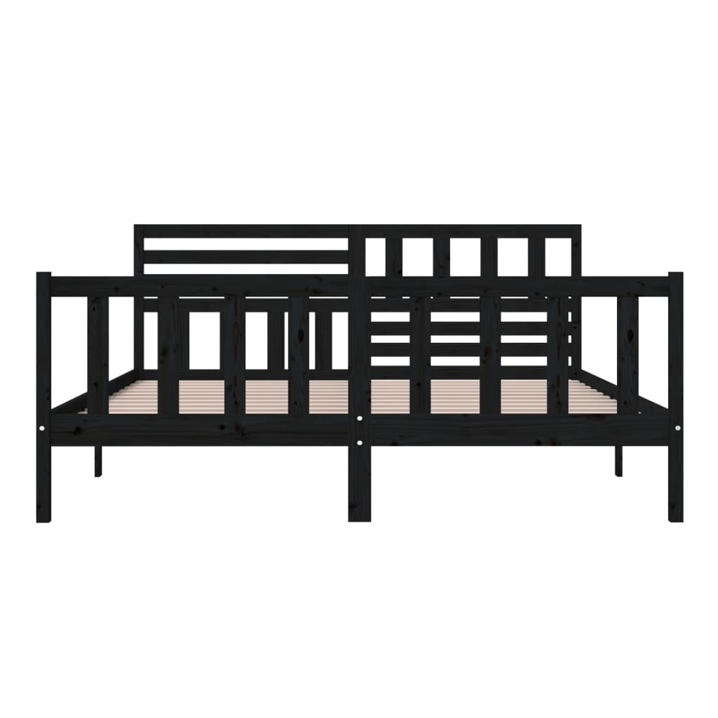 vidaXL Massivholzbett Schwarz 180x200 cm