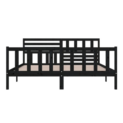 vidaXL Massivholzbett Schwarz 180x200 cm