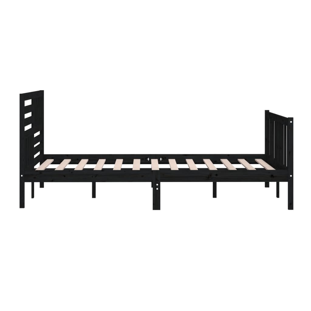 vidaXL Massivholzbett Schwarz 180x200 cm