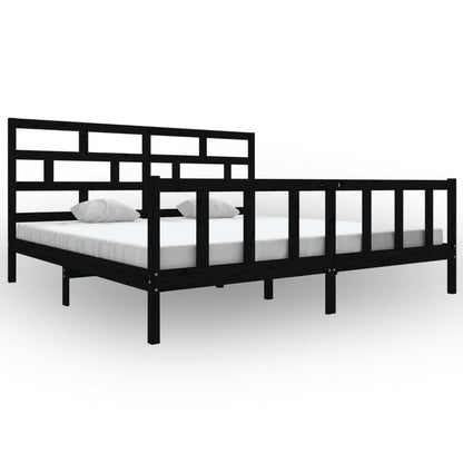 vidaXL Lit en bois massif Noir Pin 180x200 cm