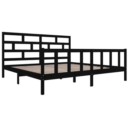 vidaXL Lit en bois massif Noir Pin 180x200 cm