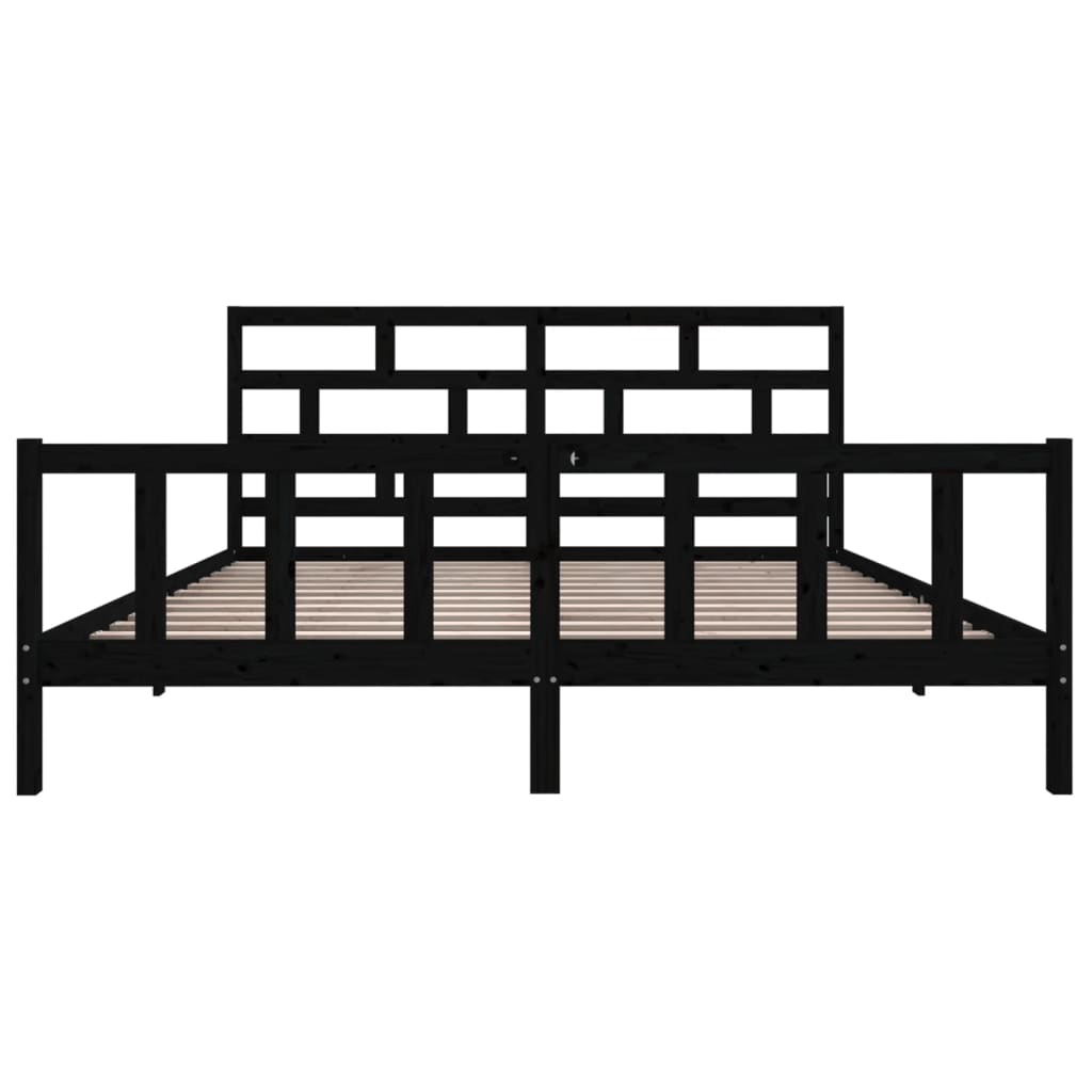 vidaXL Lit en bois massif Noir Pin 180x200 cm