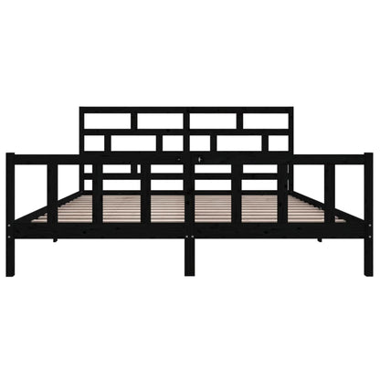vidaXL Lit en bois massif Noir Pin 180x200 cm