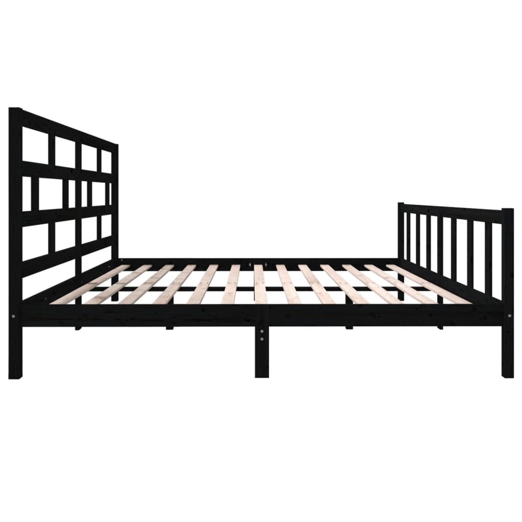 vidaXL Lit en bois massif Noir Pin 180x200 cm