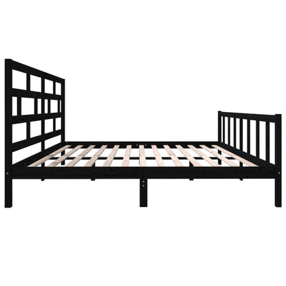 vidaXL Lit en bois massif Noir Pin 180x200 cm