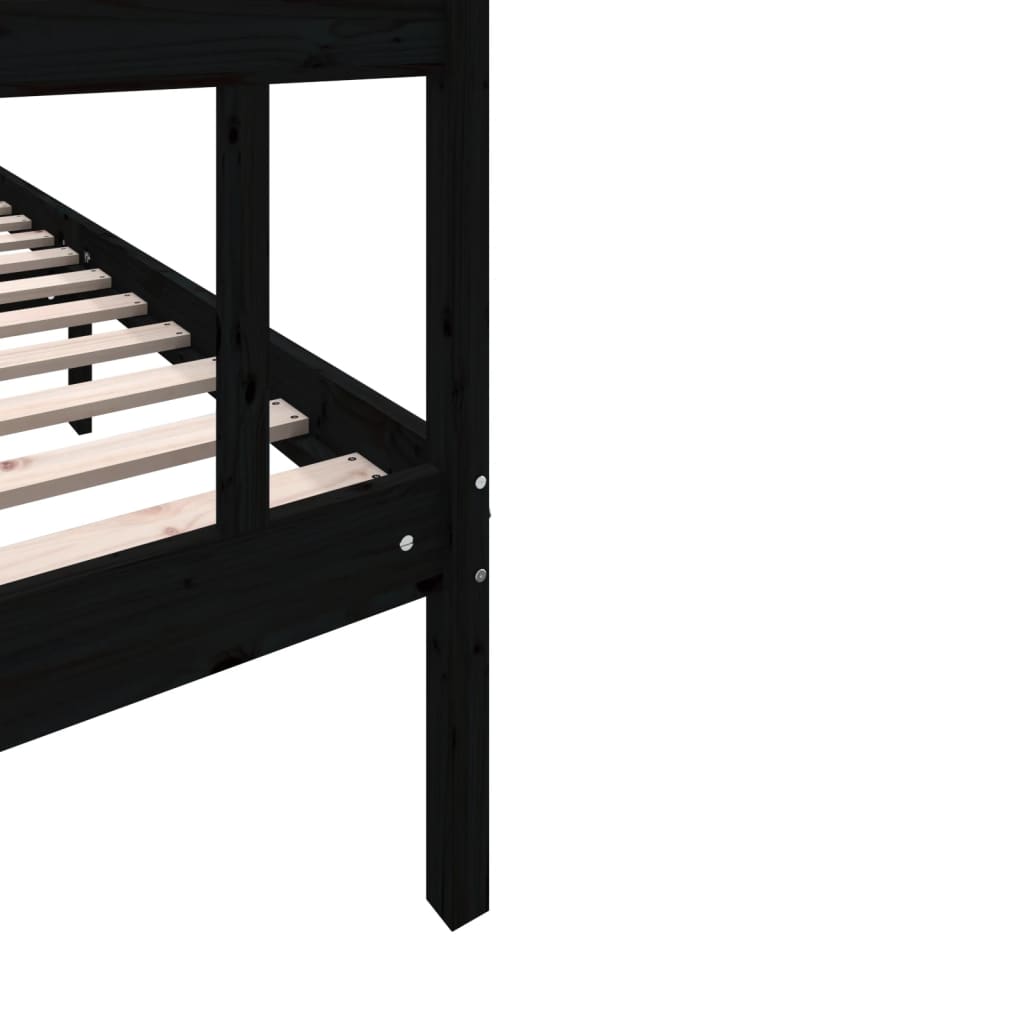 vidaXL Lit en bois massif Noir Pin 180x200 cm
