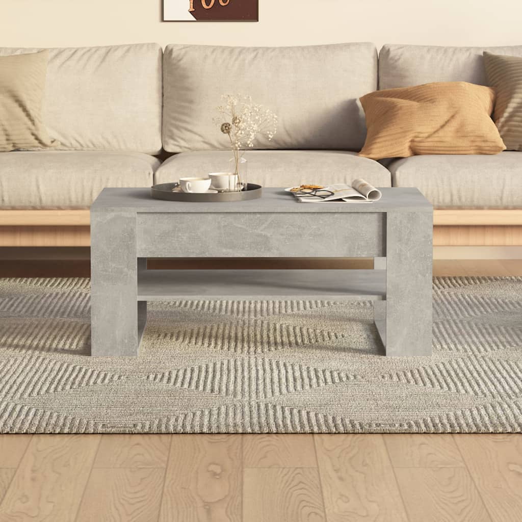 vidaXL Table basse gris béton 102x55x45 cm Aggloméré