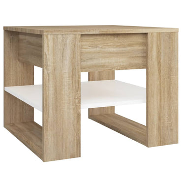 vidaXL Couchtisch Weiß Sonoma-Eiche 55,5x55x45 cm Holzwerkstoff