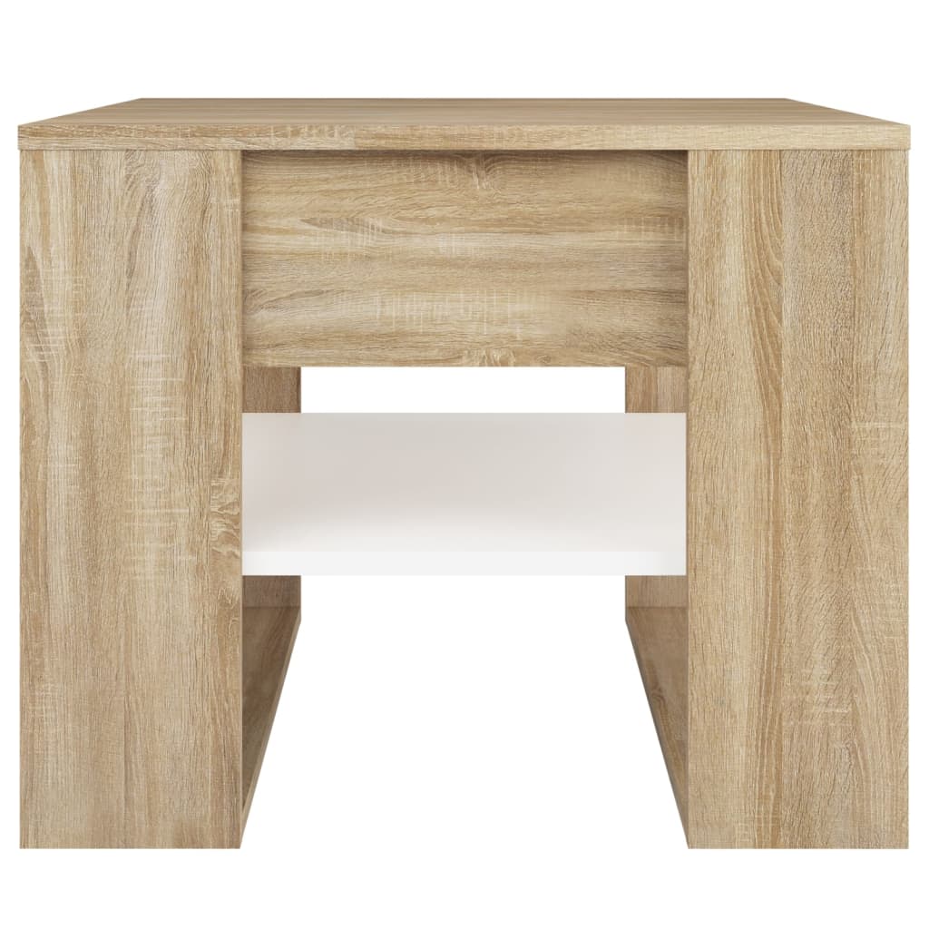 vidaXL Couchtisch Weiß Sonoma-Eiche 55,5x55x45 cm Holzwerkstoff