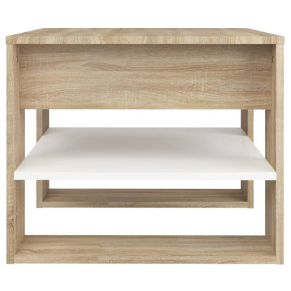 vidaXL Couchtisch Weiß Sonoma-Eiche 55,5x55x45 cm Holzwerkstoff