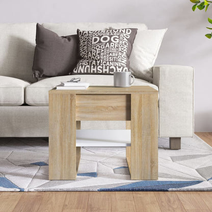 vidaXL Couchtisch Weiß Sonoma-Eiche 55,5x55x45 cm Holzwerkstoff