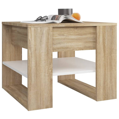 vidaXL Couchtisch Weiß Sonoma-Eiche 55,5x55x45 cm Holzwerkstoff