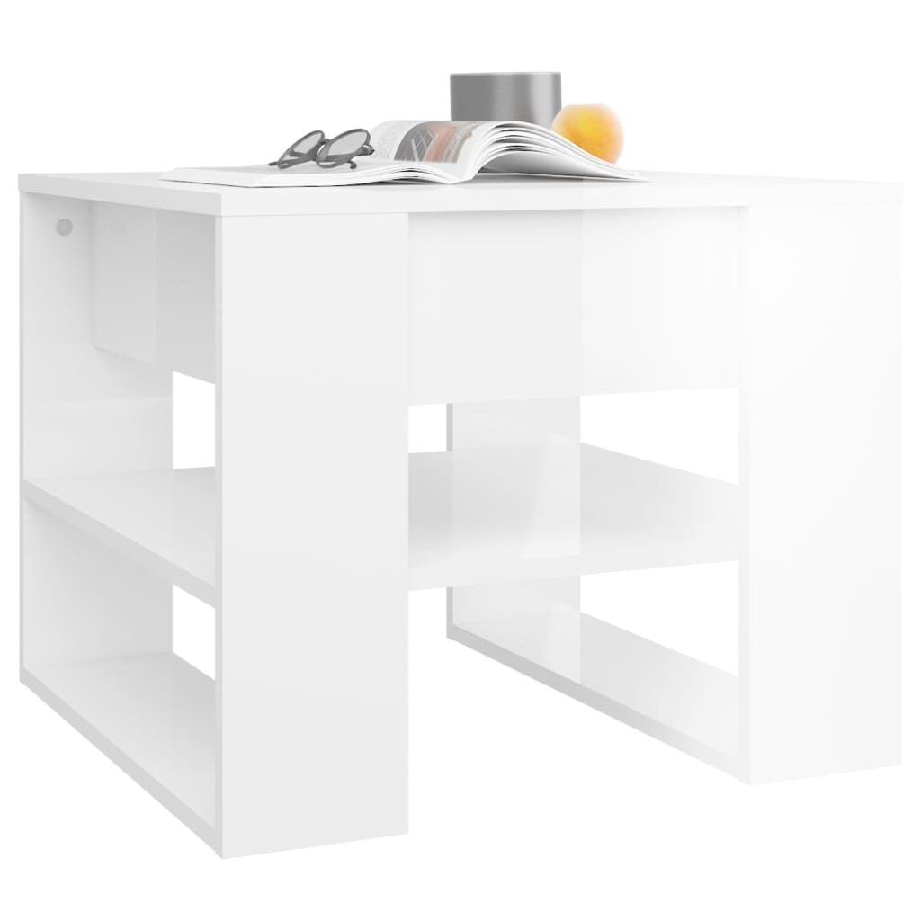 vidaXL Couchtisch Hochglanz-Weiß 55,5x55x45 cm Holzwerkstoff