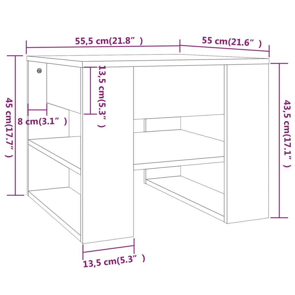 vidaXL Couchtisch Hochglanz-Weiß 55,5x55x45 cm Holzwerkstoff