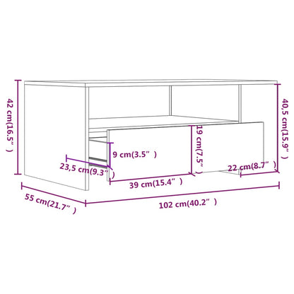 vidaXL Couchtisch Sonoma-Eiche 102x55x42 cm Holzwerkstoff
