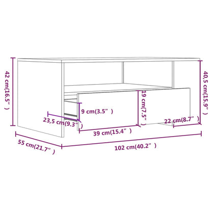 vidaXL Couchtisch Hochglanz-Weiß 102x55x42 cm Holzwerkstoff