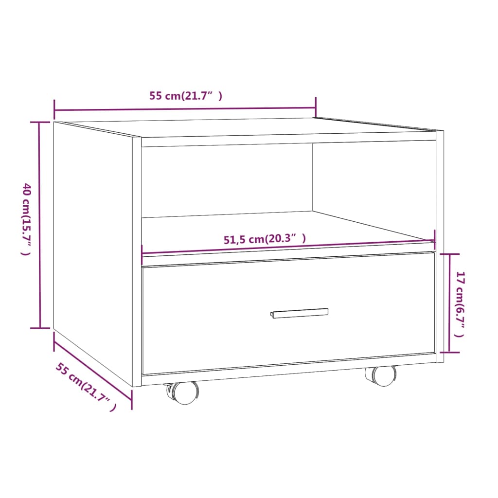 vidaXL Couchtisch Sonoma-Eiche 55x55x40 cm Holzwerkstoff