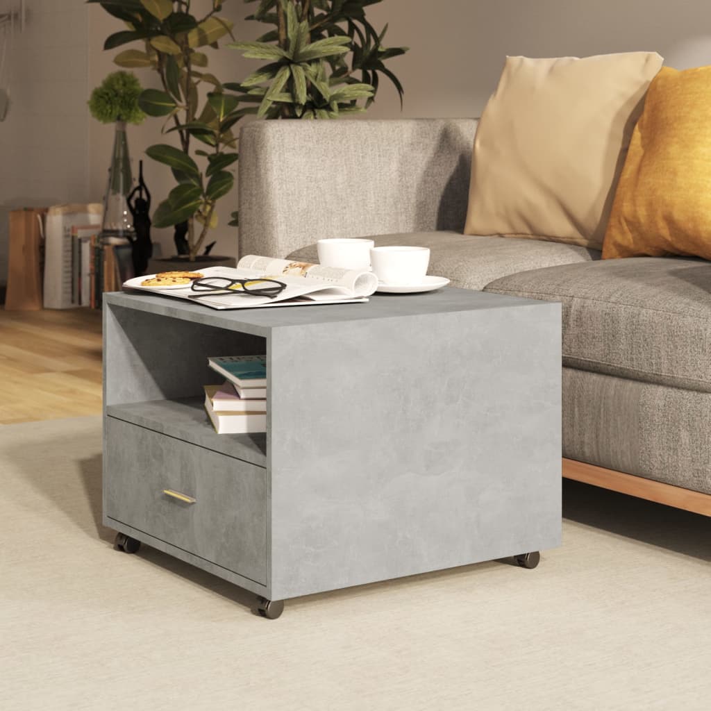 vidaXL Table basse gris béton 55x55x40 cm aggloméré