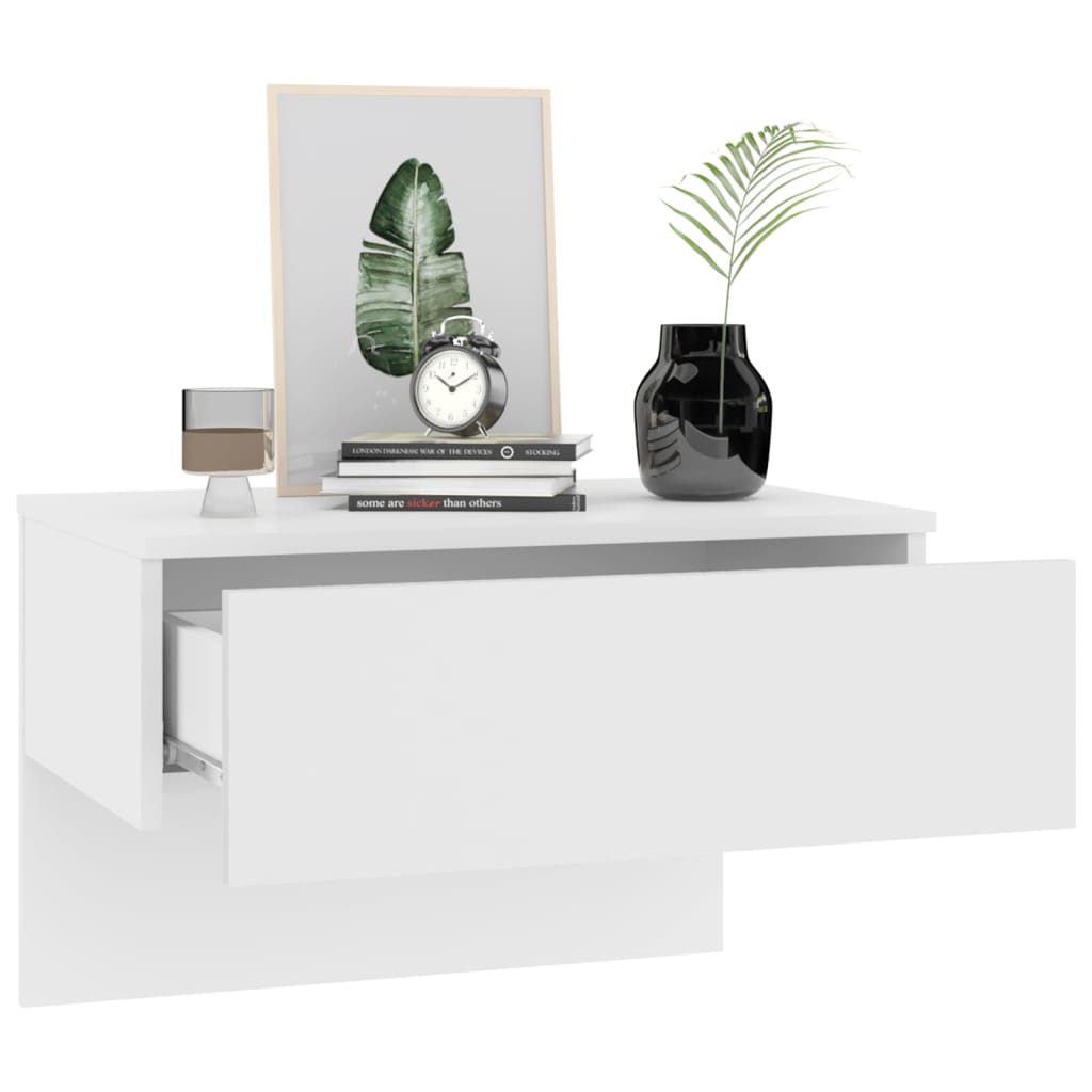 vidaXL Tables de chevet murales 2 pcs Blanc brillant