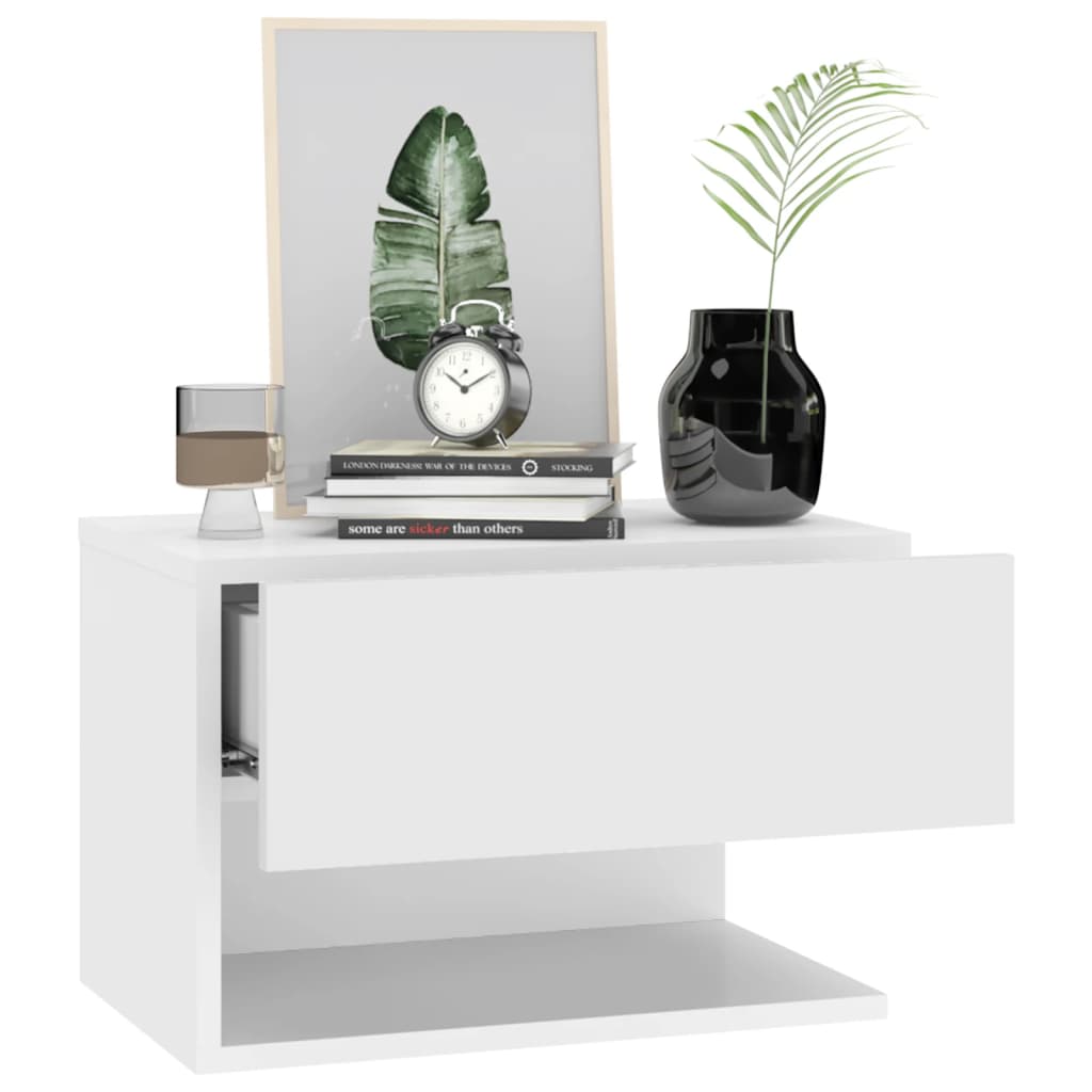 vidaXL Tables de chevet murales 2 pcs Blanc